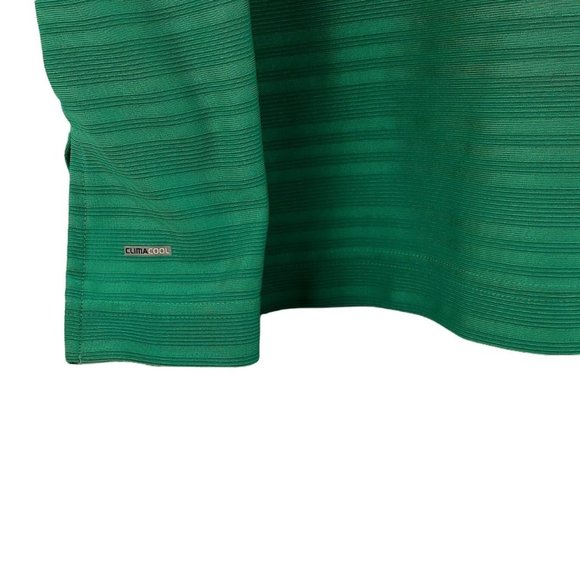 Adidas Golf Polo Shirt Men's Sz L Green Striped ClimaCool Kings Creek Logo - Picture 7 of 8
